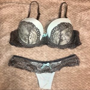 ♥️Aqua/Grey Lingerie/Boudoir Set!